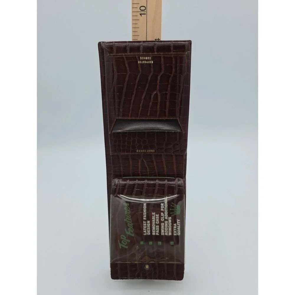 1960s‎ MCM Slim Bi-fold Wallet Brown Baby Alligator cowhide Leather NIB